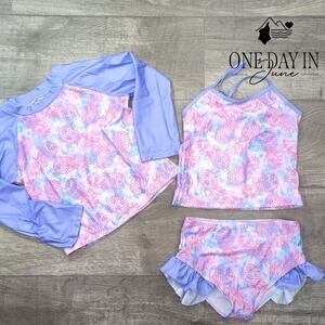 Coki Rashgaurd 3 Piece Bikini Swimsuit Size 8T